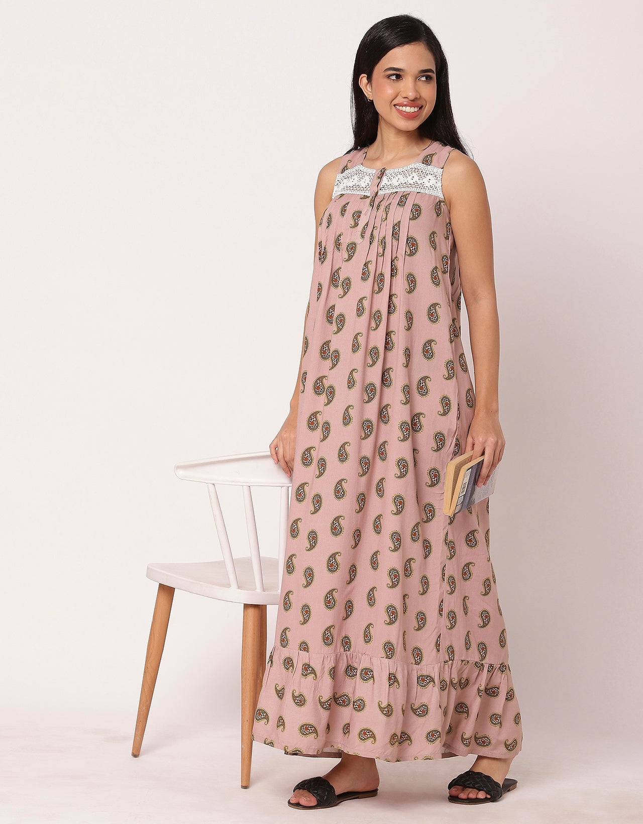 Sleeveless Nightdress, Printed