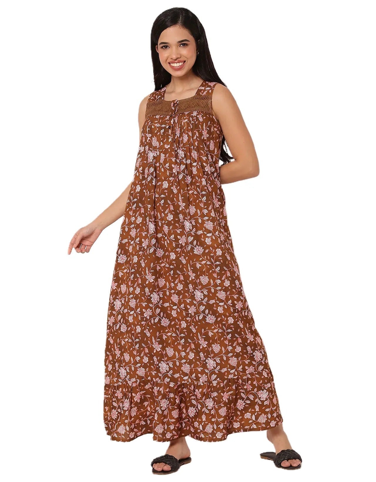 Sleeveless Nightdress, Printed