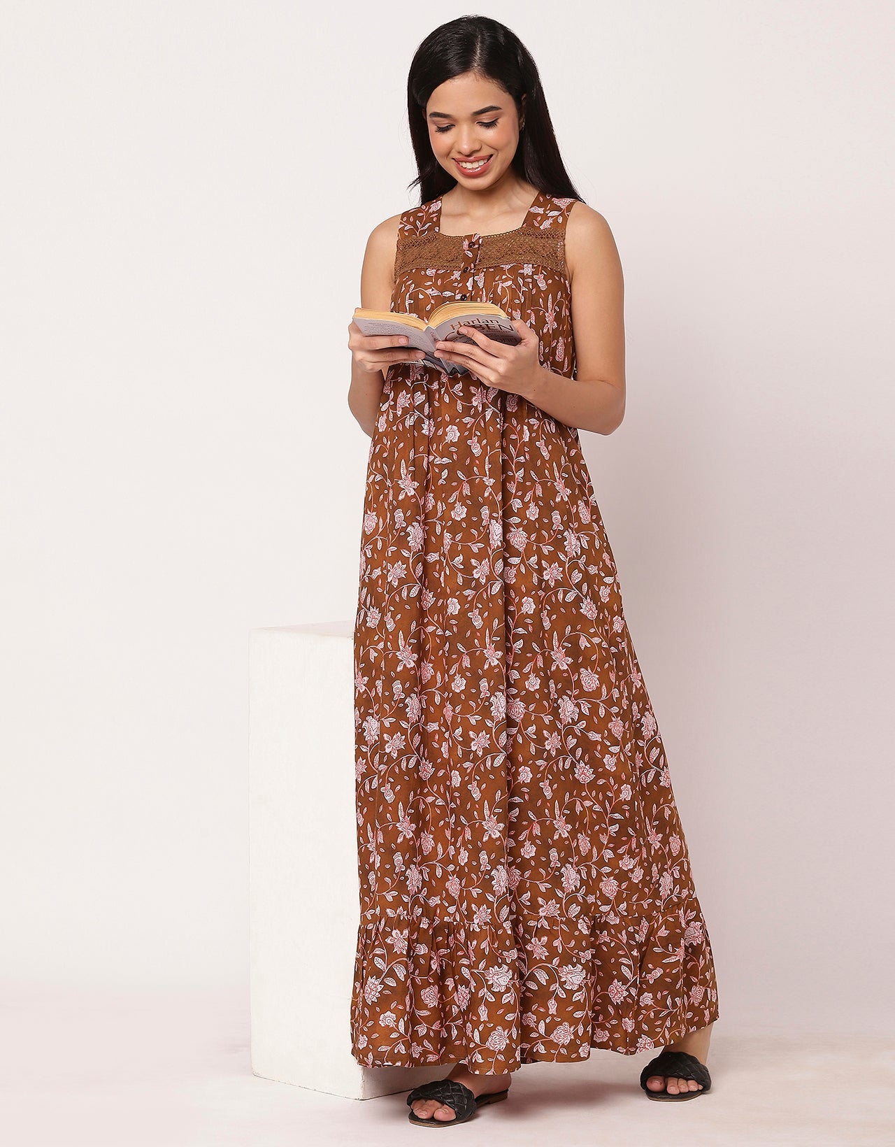 Sleeveless Nightdress, Printed