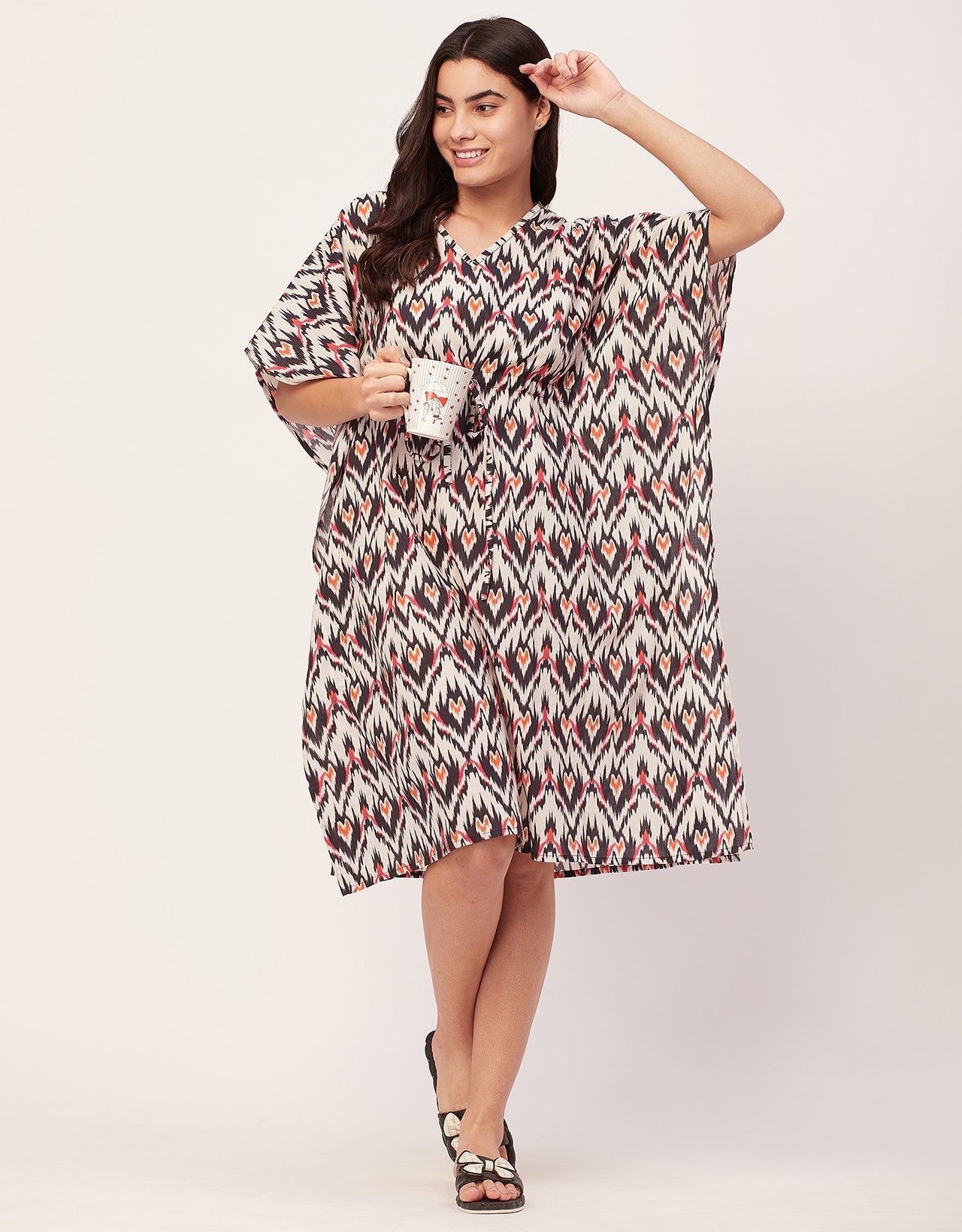 Printed Kaftan, V-Neck