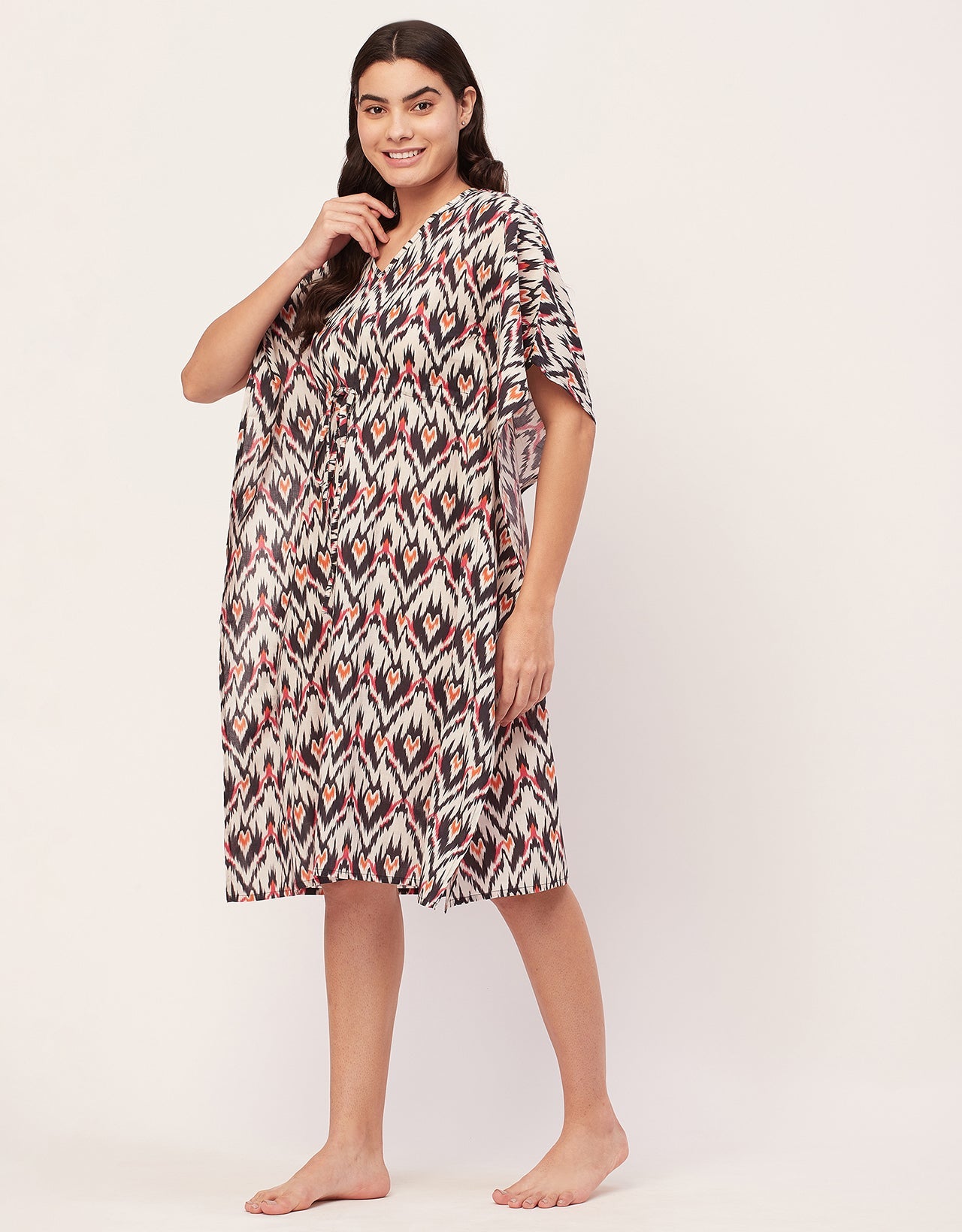 Printed Kaftan, V-Neck