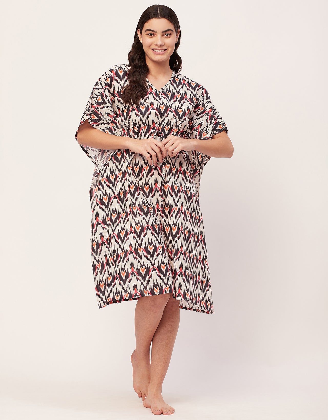 Printed Kaftan, V-Neck