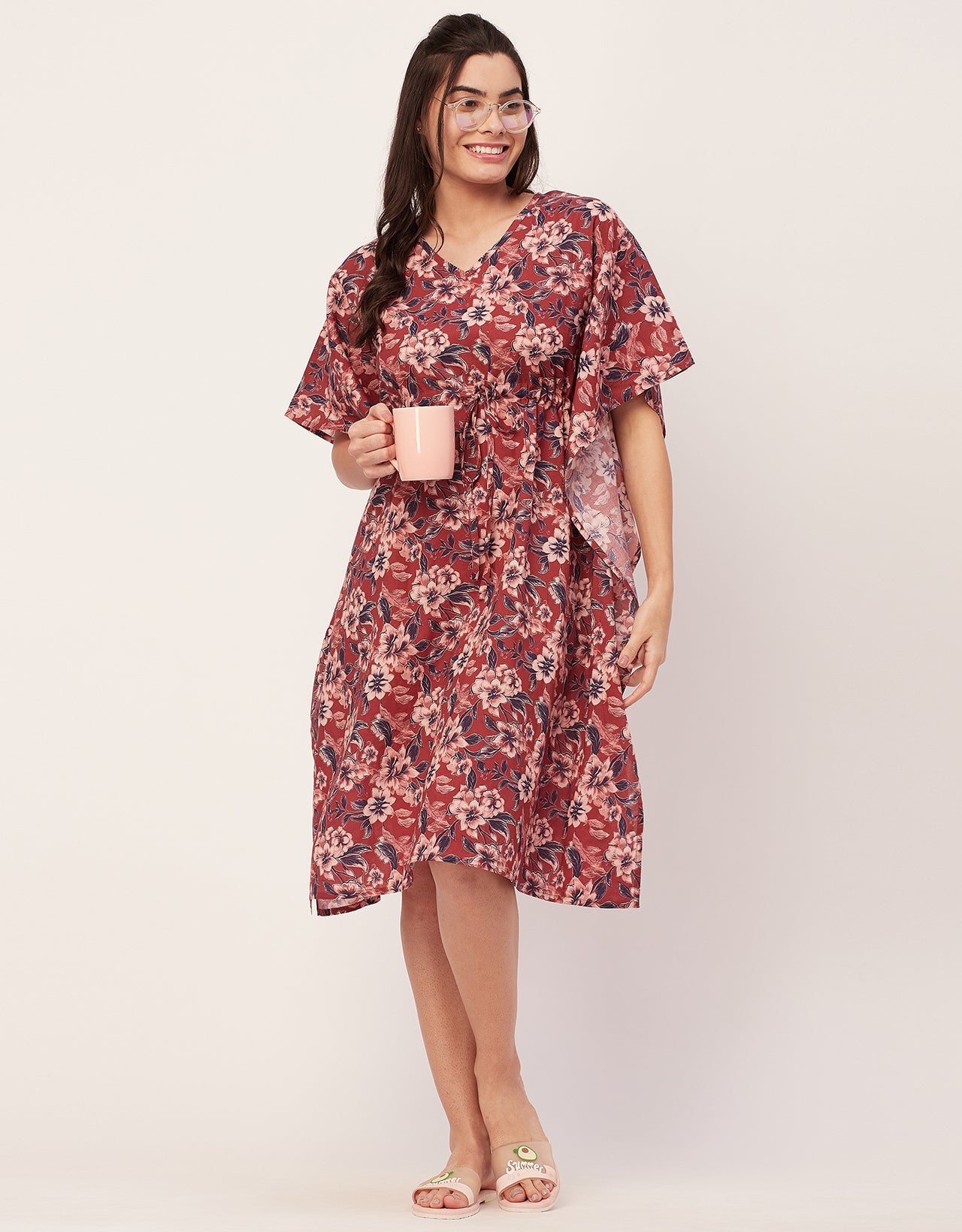 Printed Kaftan, V-Neck