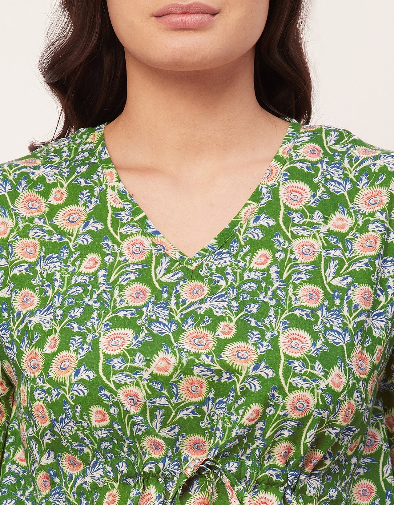 Printed Kaftan, V-Neck