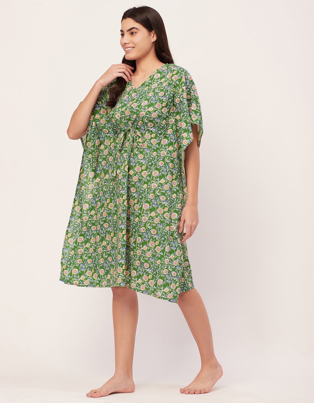 Printed Kaftan, V-Neck