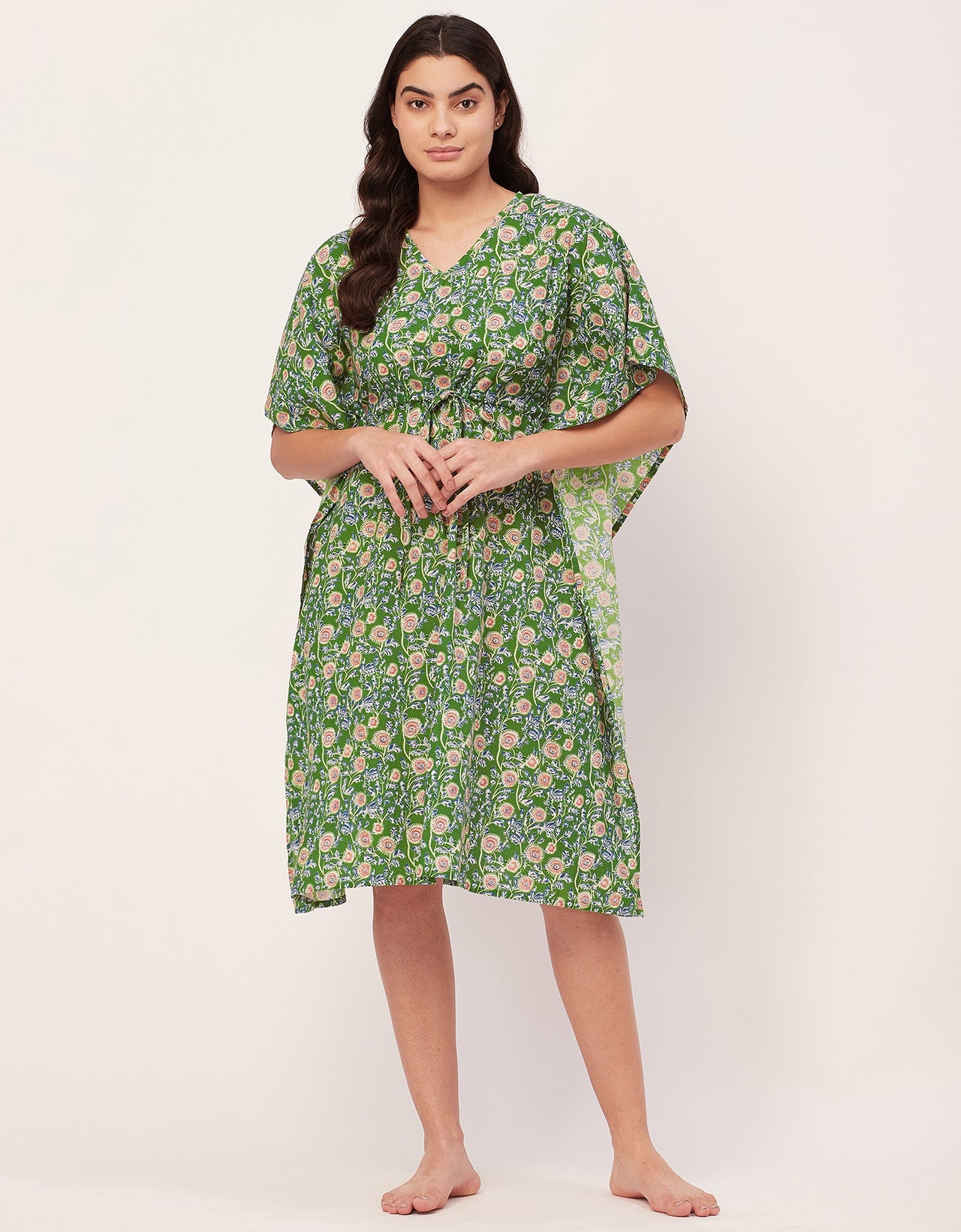 Printed Kaftan, V-Neck