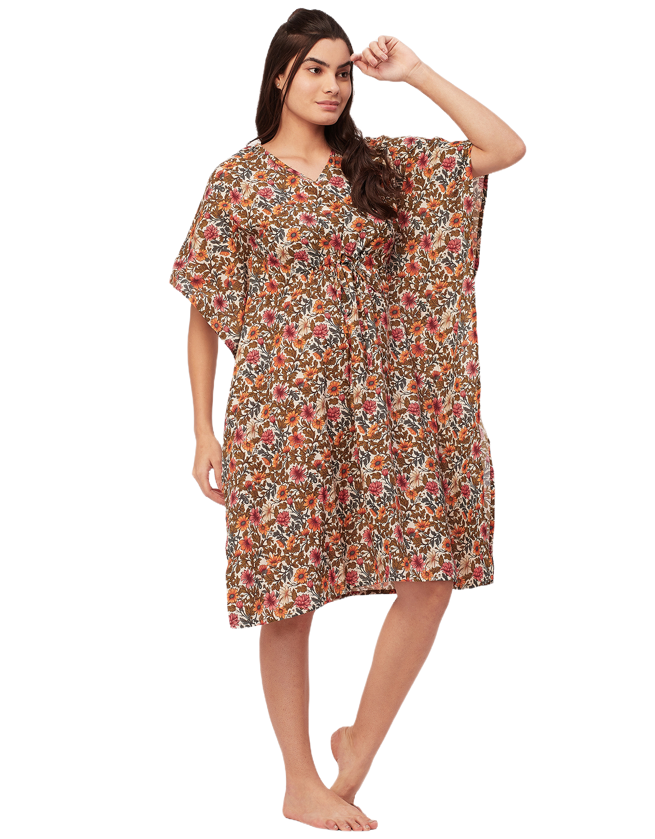 Printed Kaftan, V-Neck