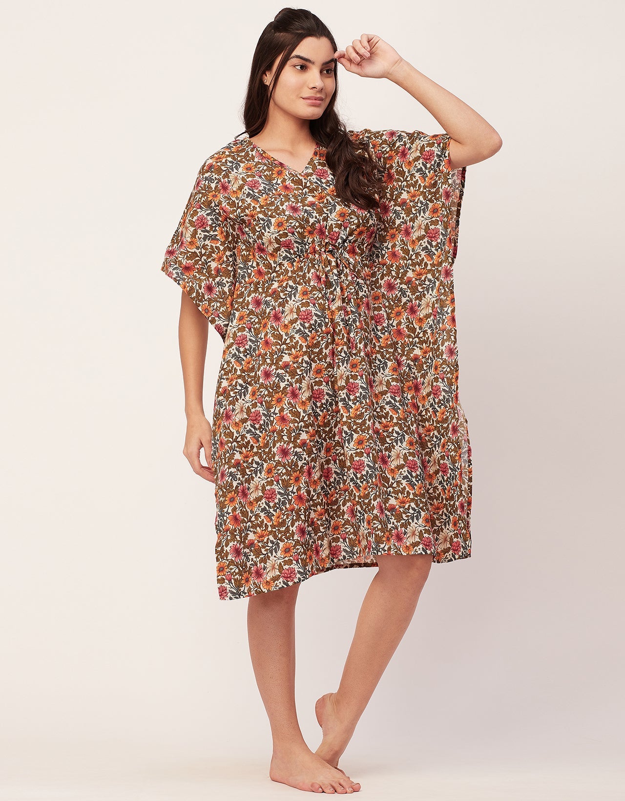 Printed Kaftan, V-Neck