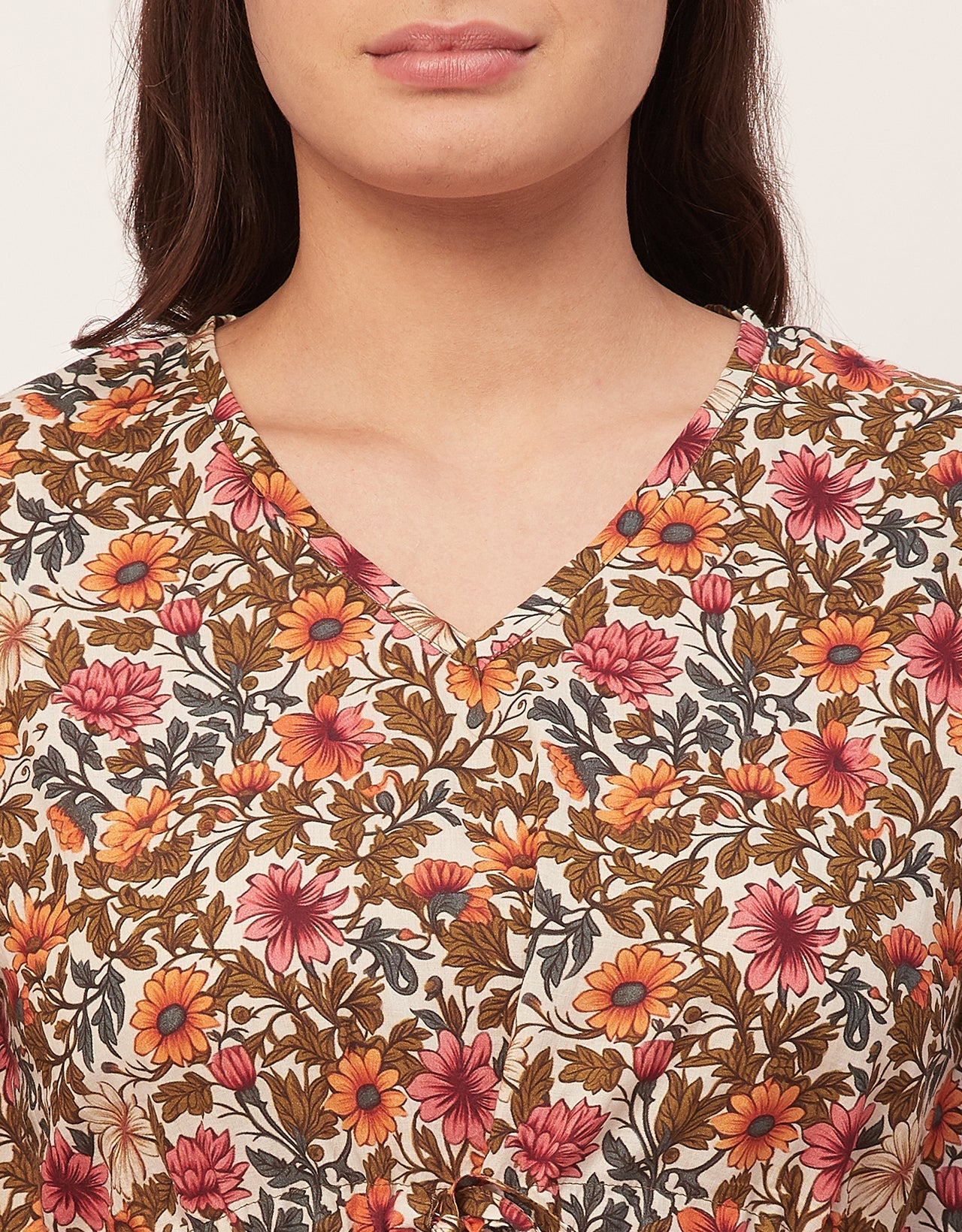 Printed Kaftan, V-Neck