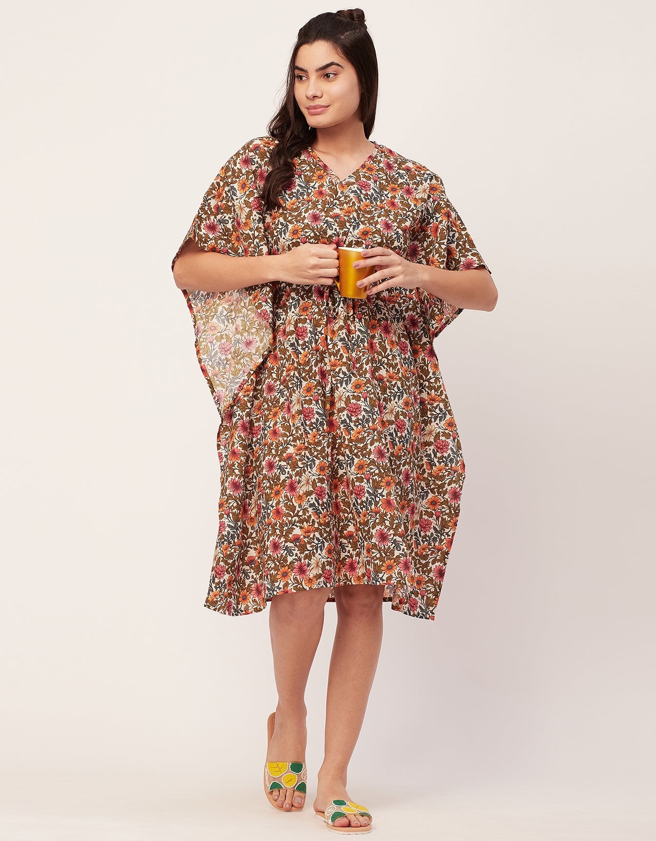 Printed Kaftan, V-Neck