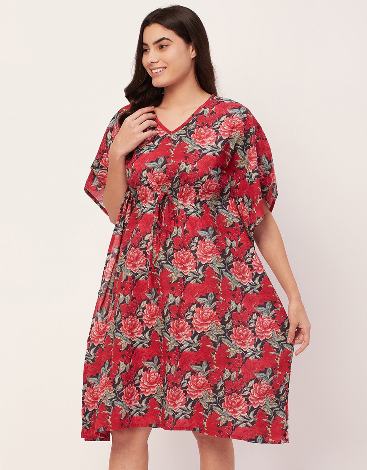 Printed Kaftan, V-Neck