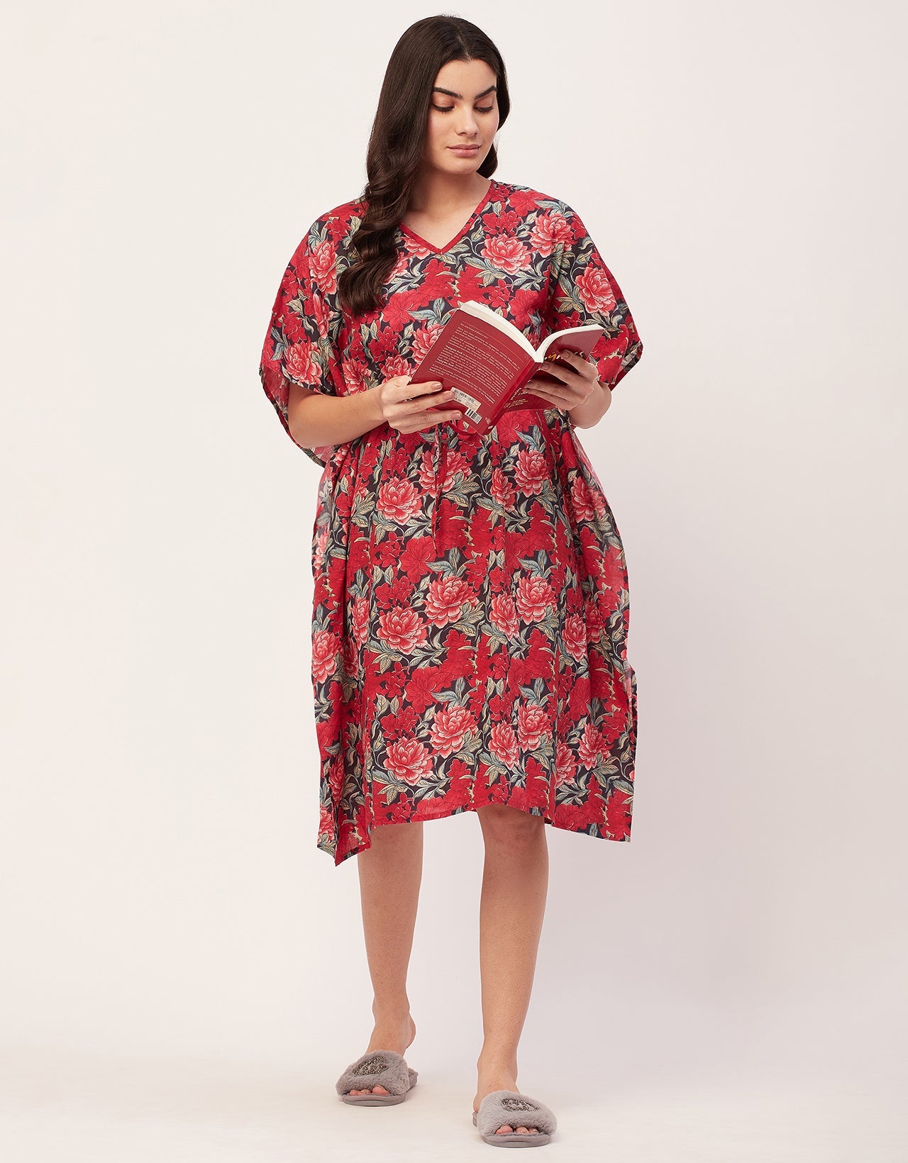 Printed Kaftan, V-Neck