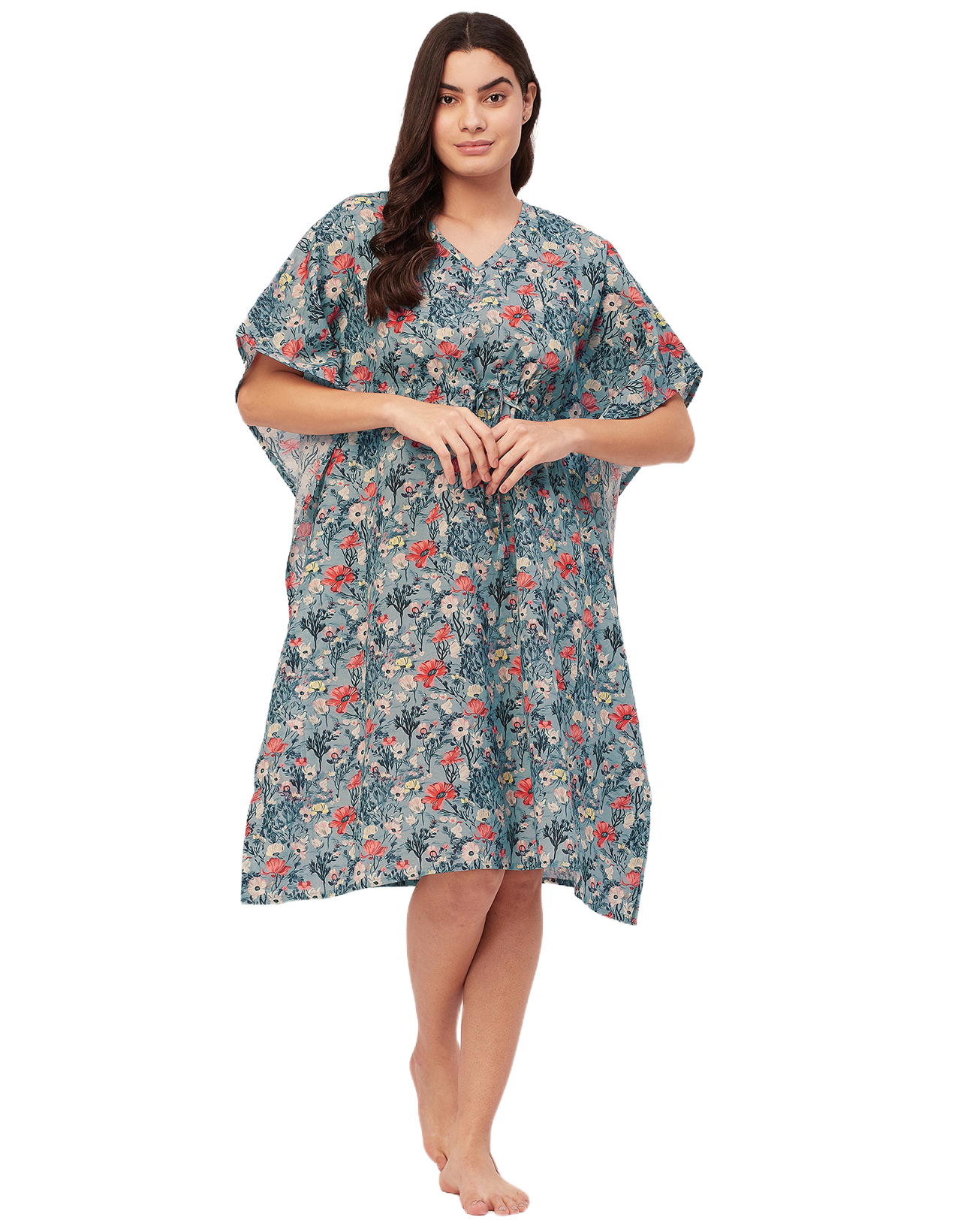 Printed Kaftan, V-Neck