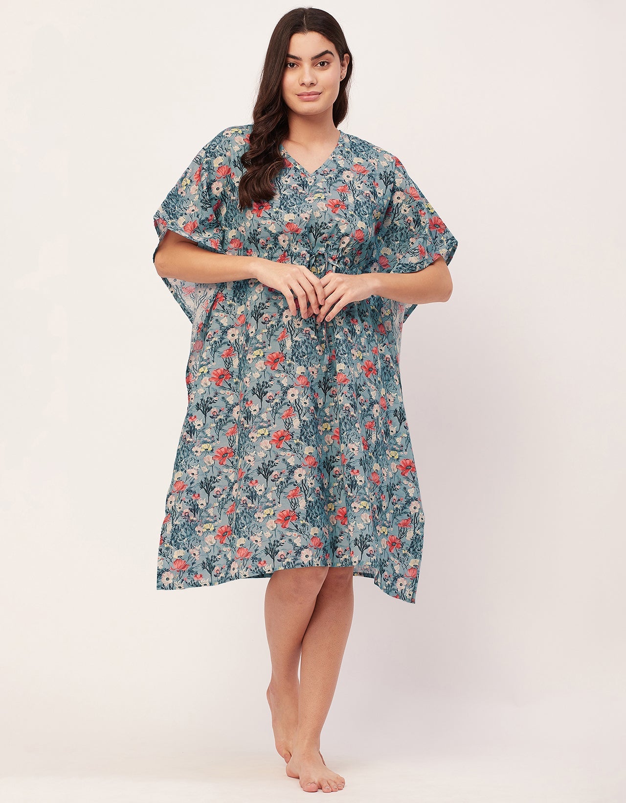 Printed Kaftan, V-Neck