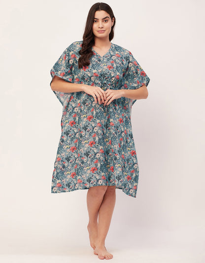 Printed Kaftan, V-Neck