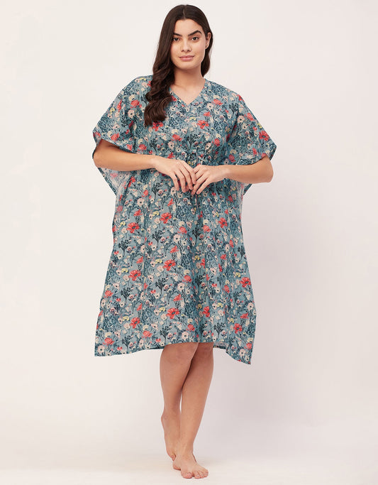 Printed Kaftan, V-Neck