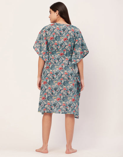Printed Kaftan, V-Neck