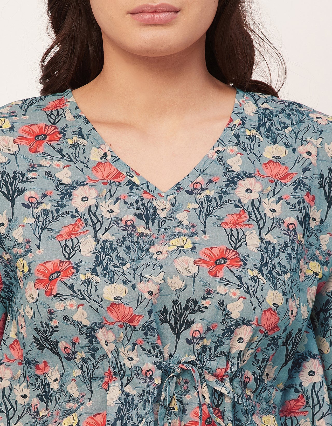 Printed Kaftan, V-Neck