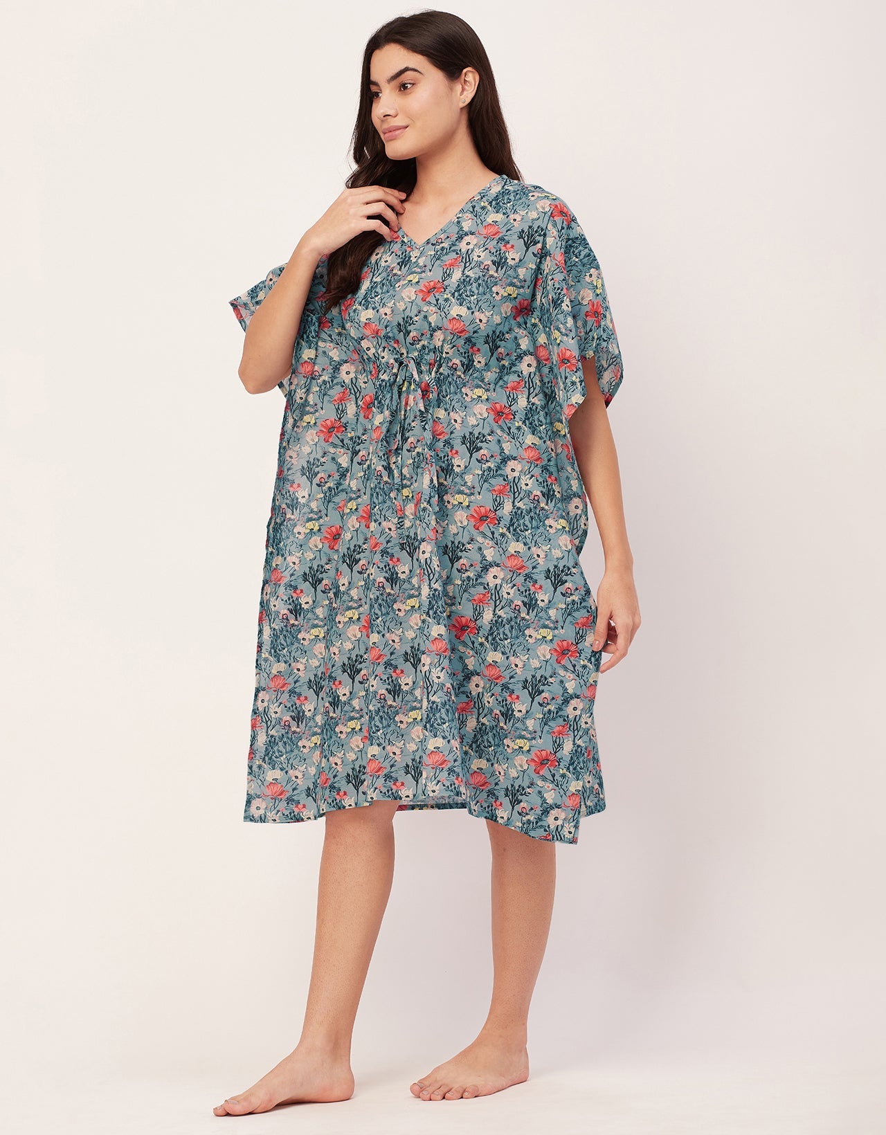 Printed Kaftan, V-Neck