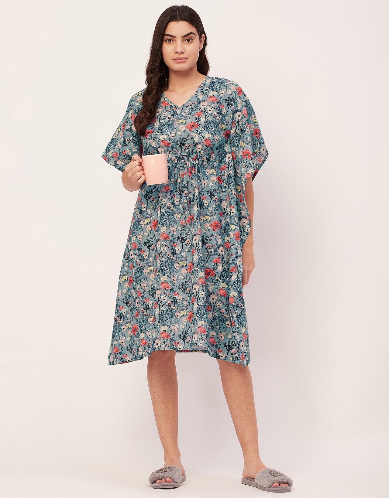 Printed Kaftan, V-Neck