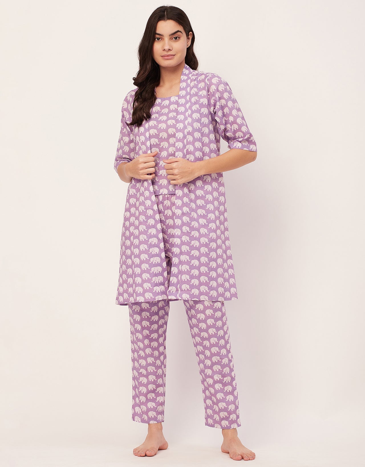 lavender womens night suit