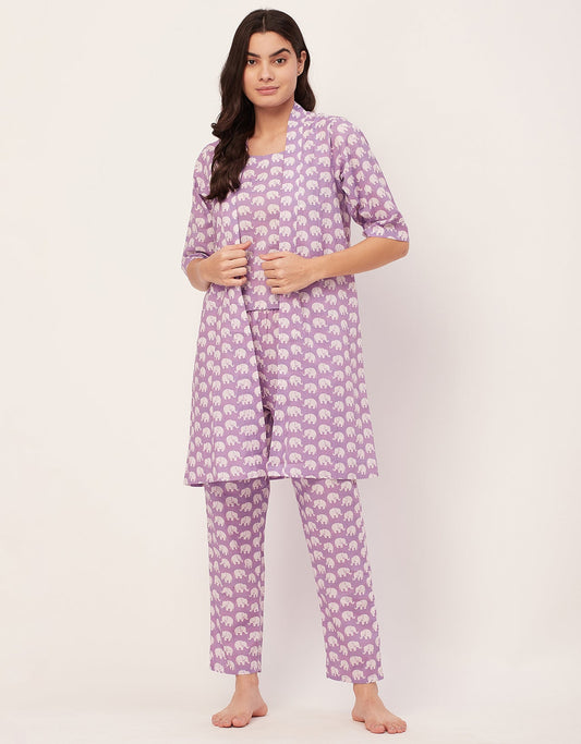 lavender womens night suit