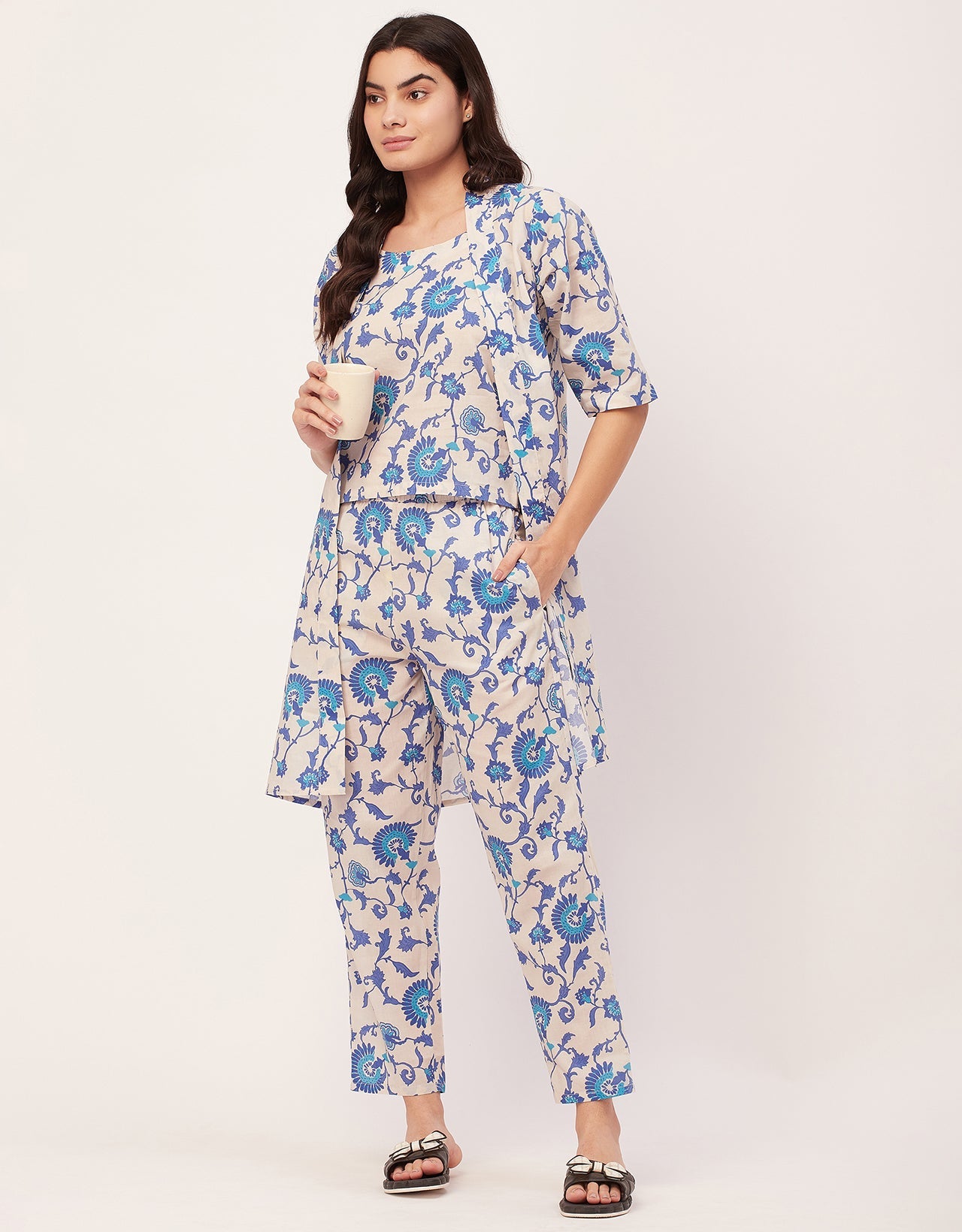 Ethnic print night suit for women