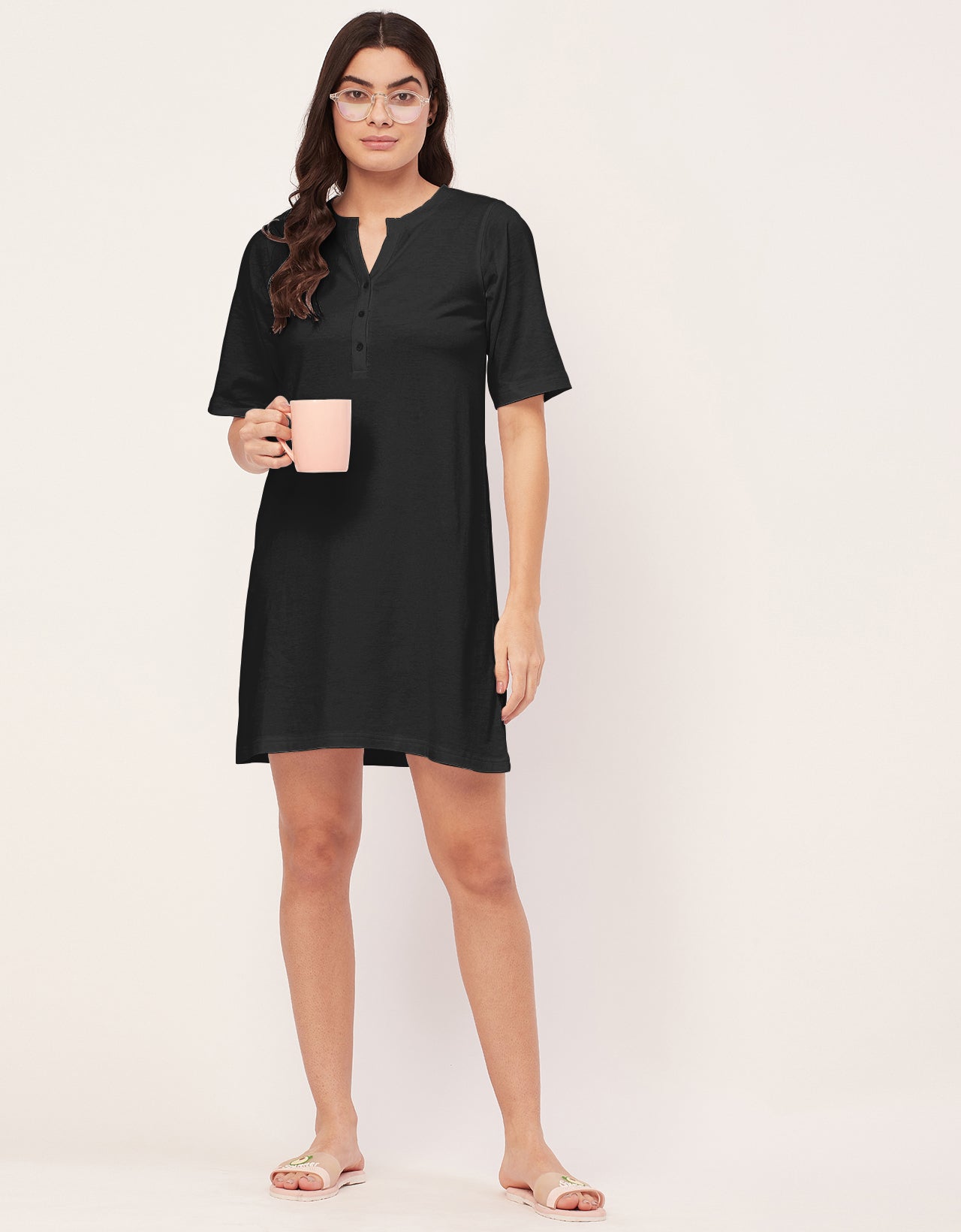 Solid Night Dress, Jersey
