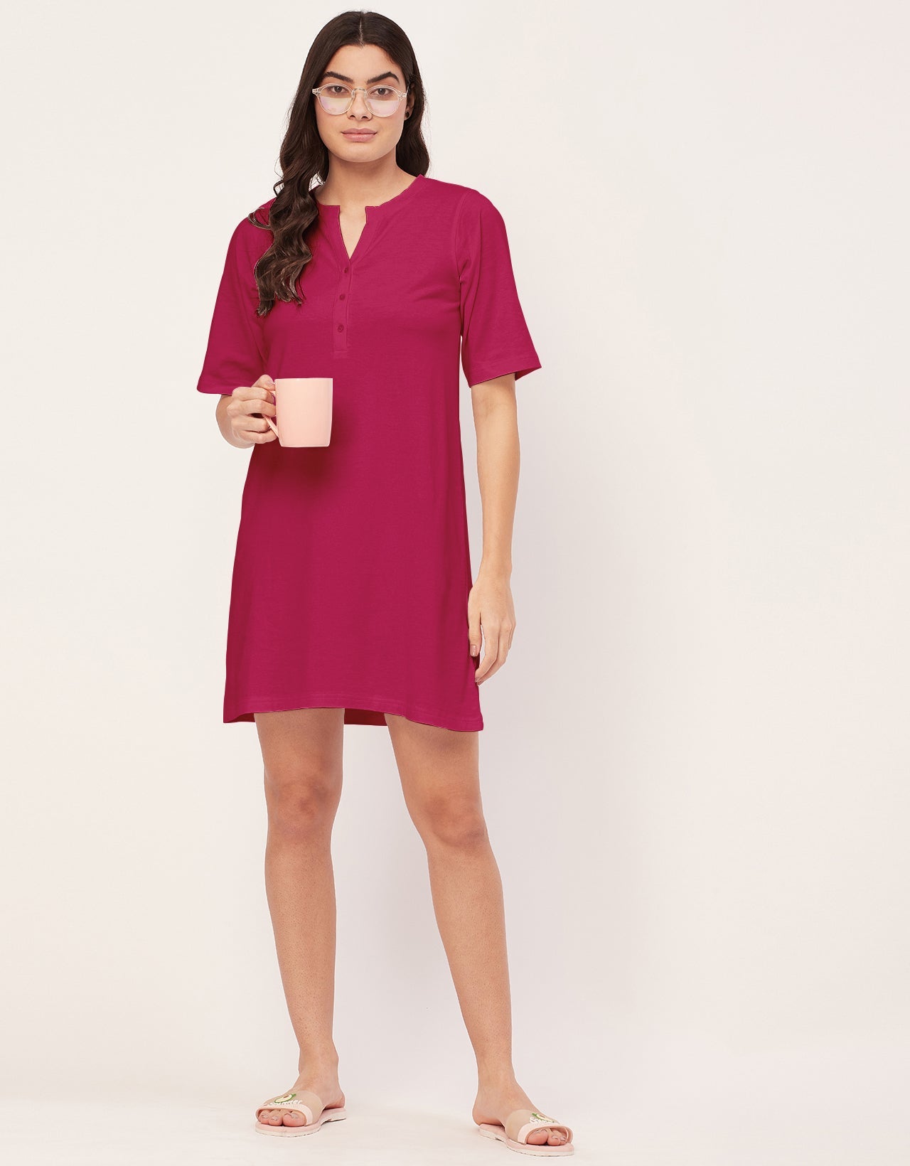 Solid Night Dress, Jersey