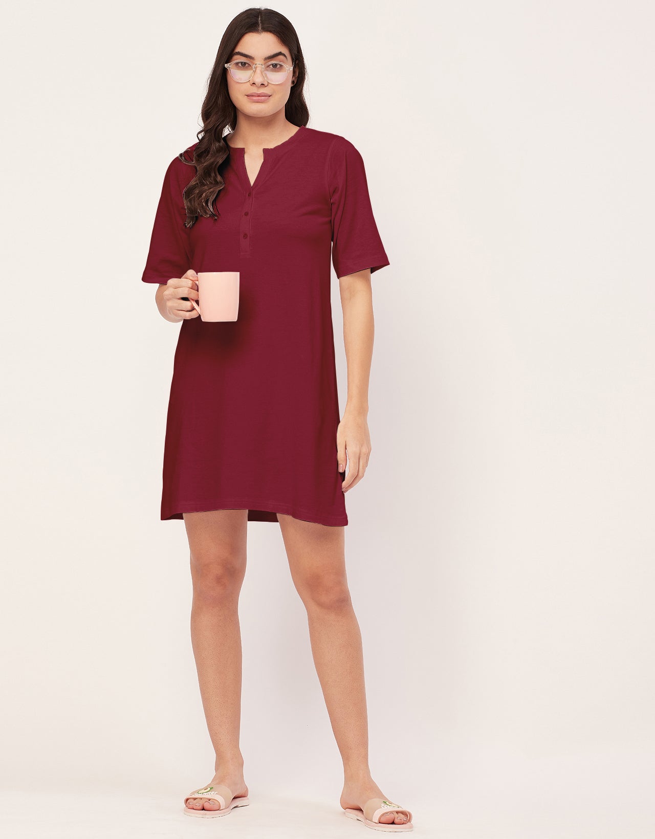 Solid Night Dress, Jersey