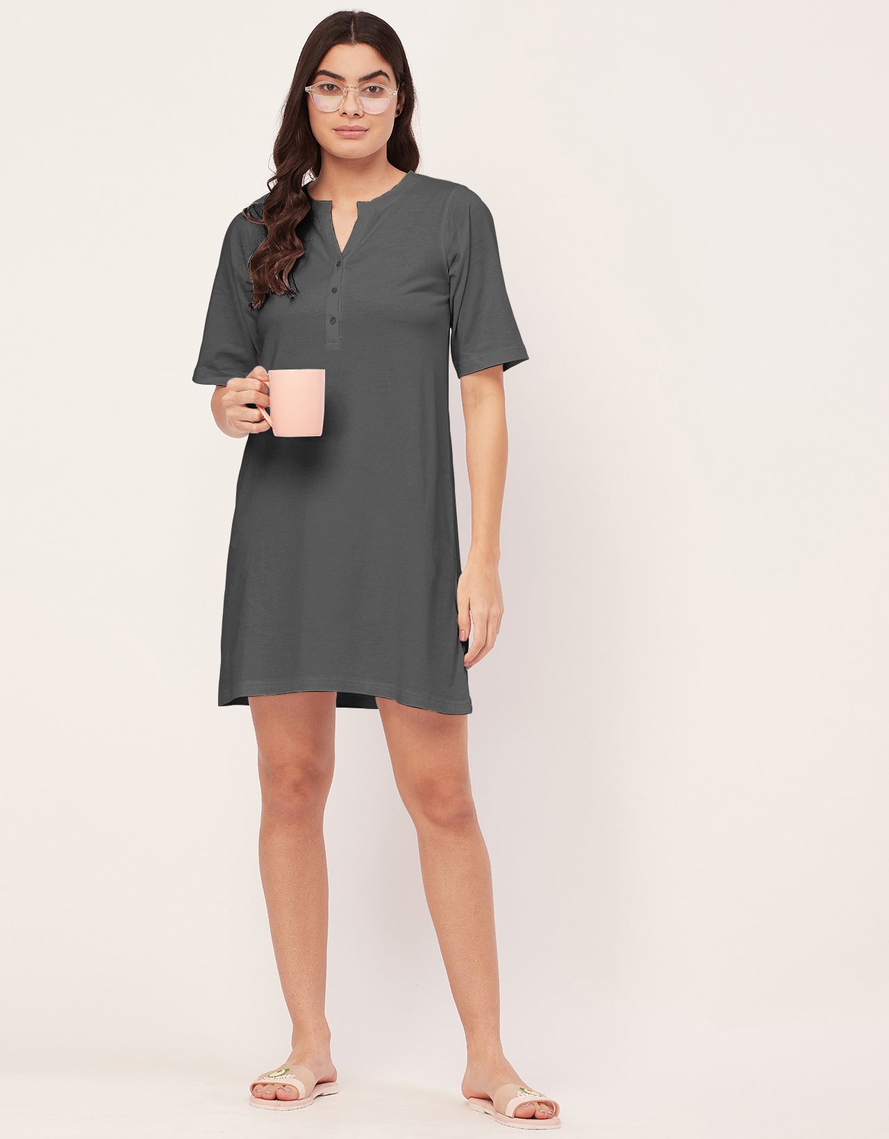 Solid Night Dress, Jersey