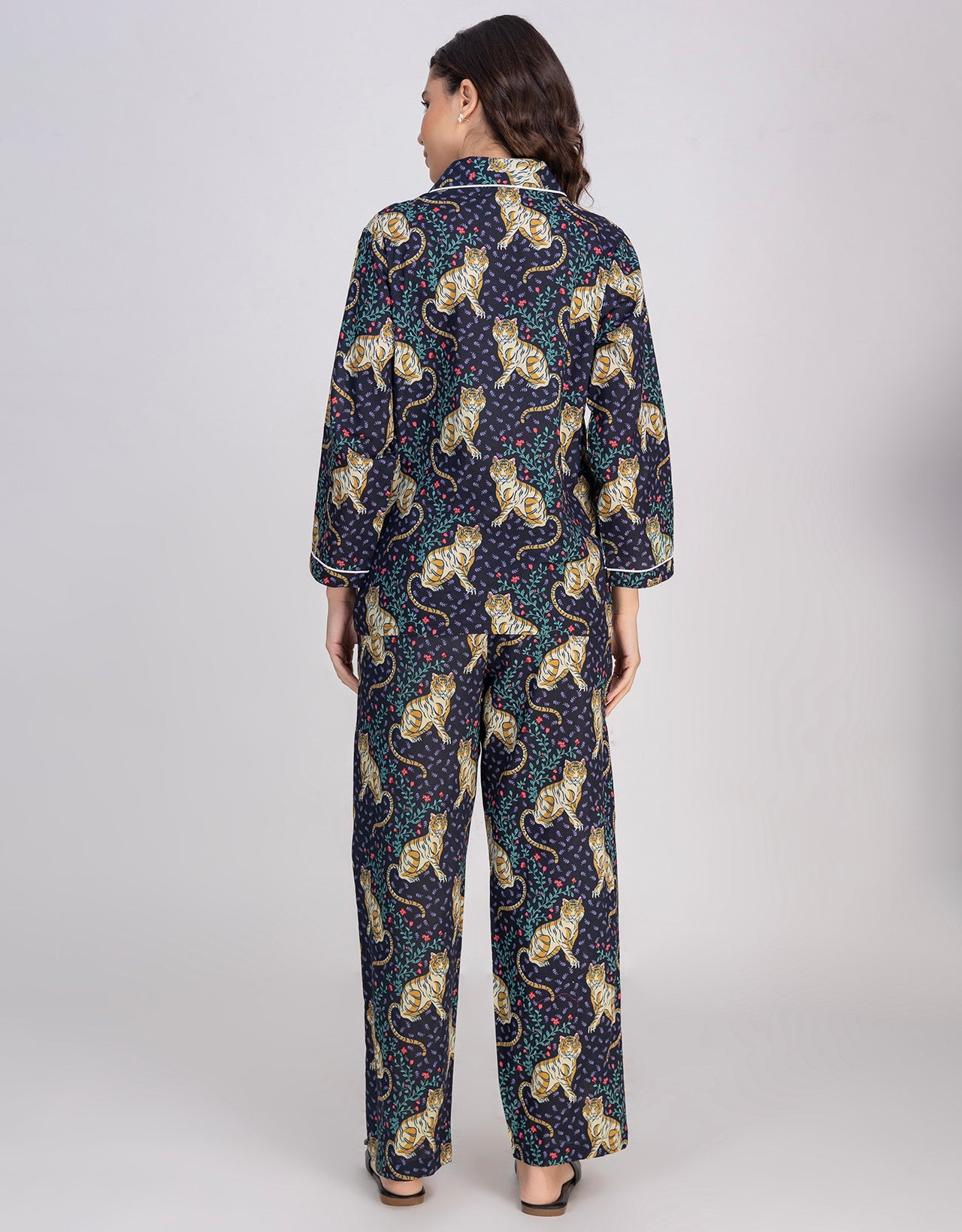 Moomaya Women's Cotton Printed Shirt & Pajama Nightwear Set