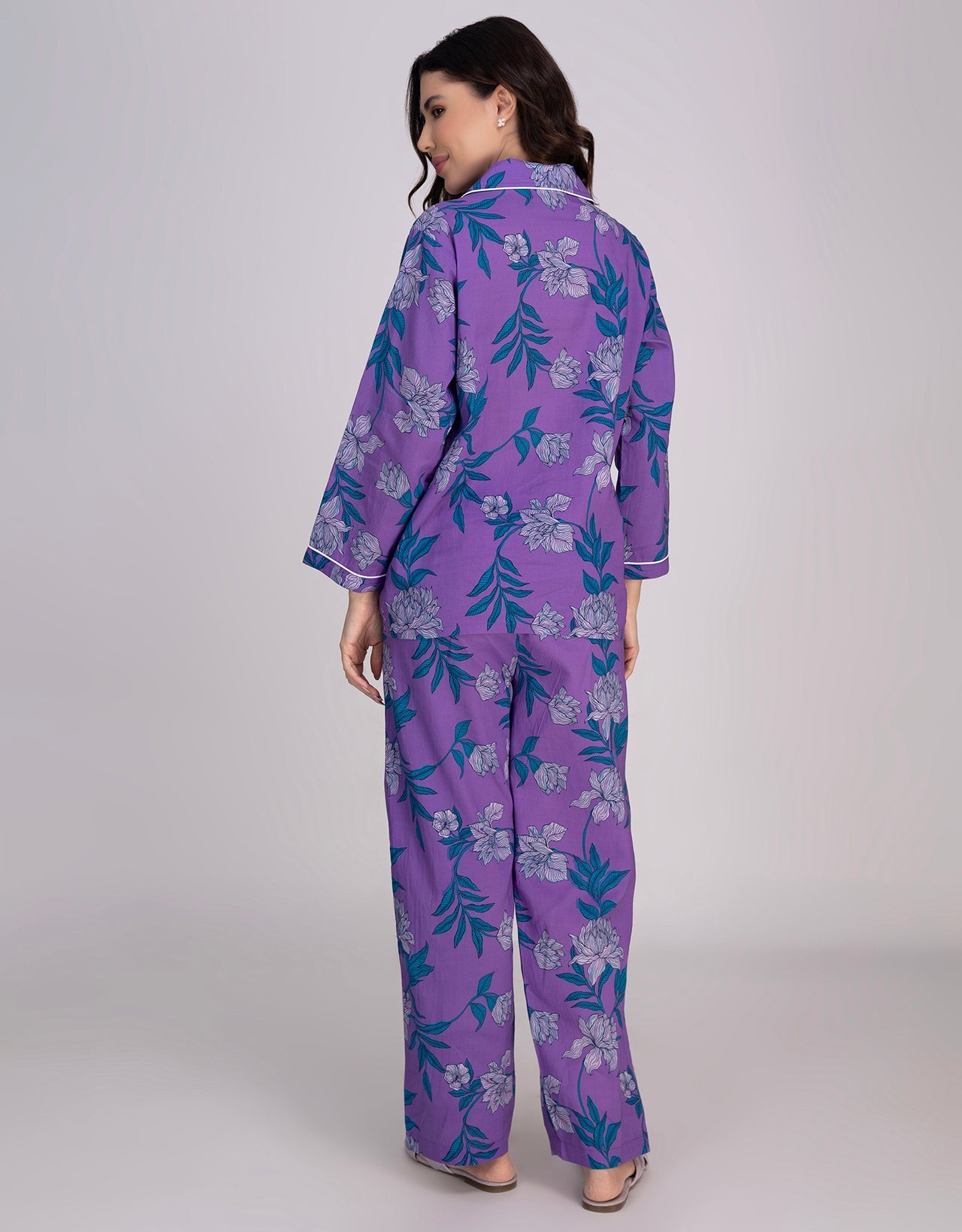 Moomaya Women's Cotton Printed Shirt & Pajama Nightwear Set