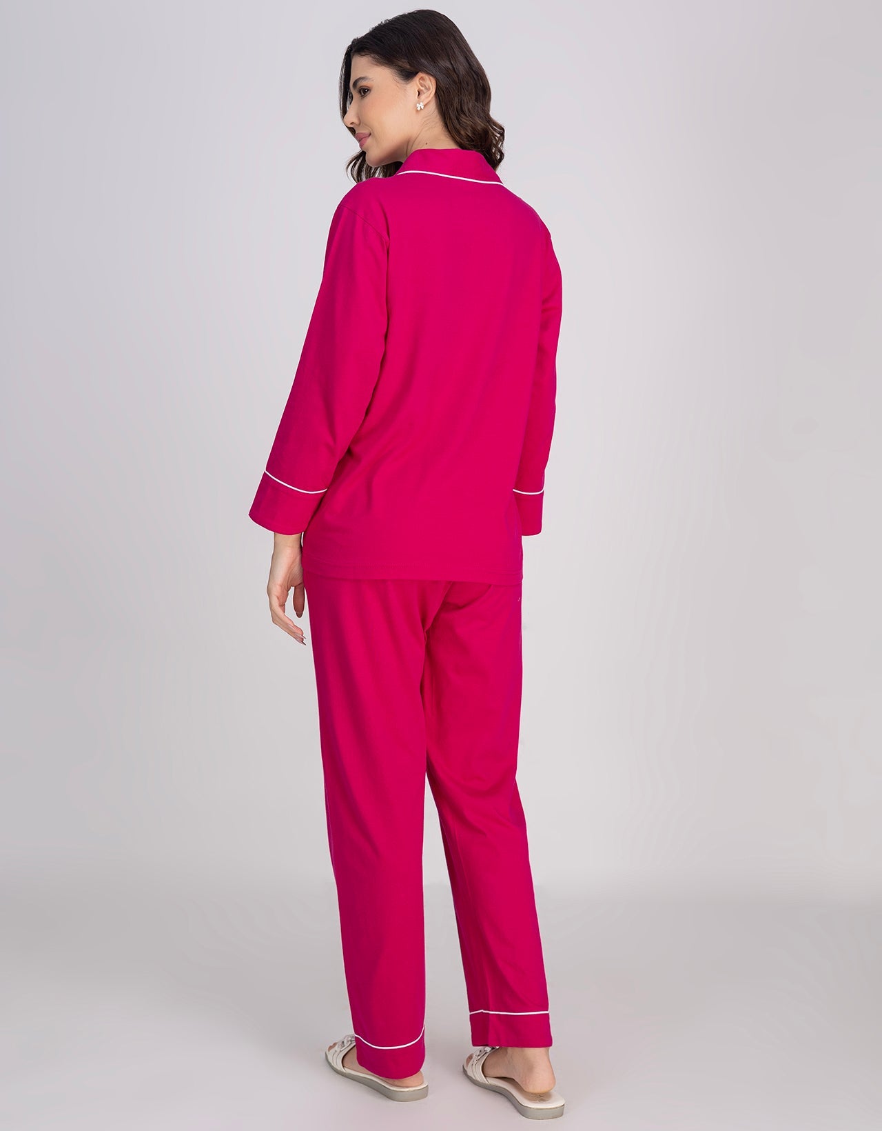 Moomaya Women's Cotton Jersey Button-Down Sleepwear Pajama Set