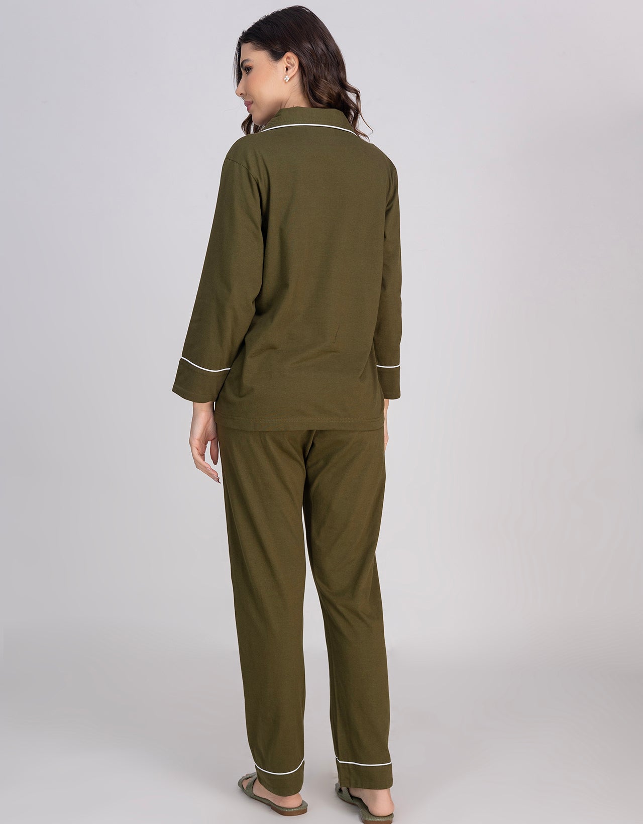 Moomaya Women's Cotton Jersey Button-Down Sleepwear Pajama Set