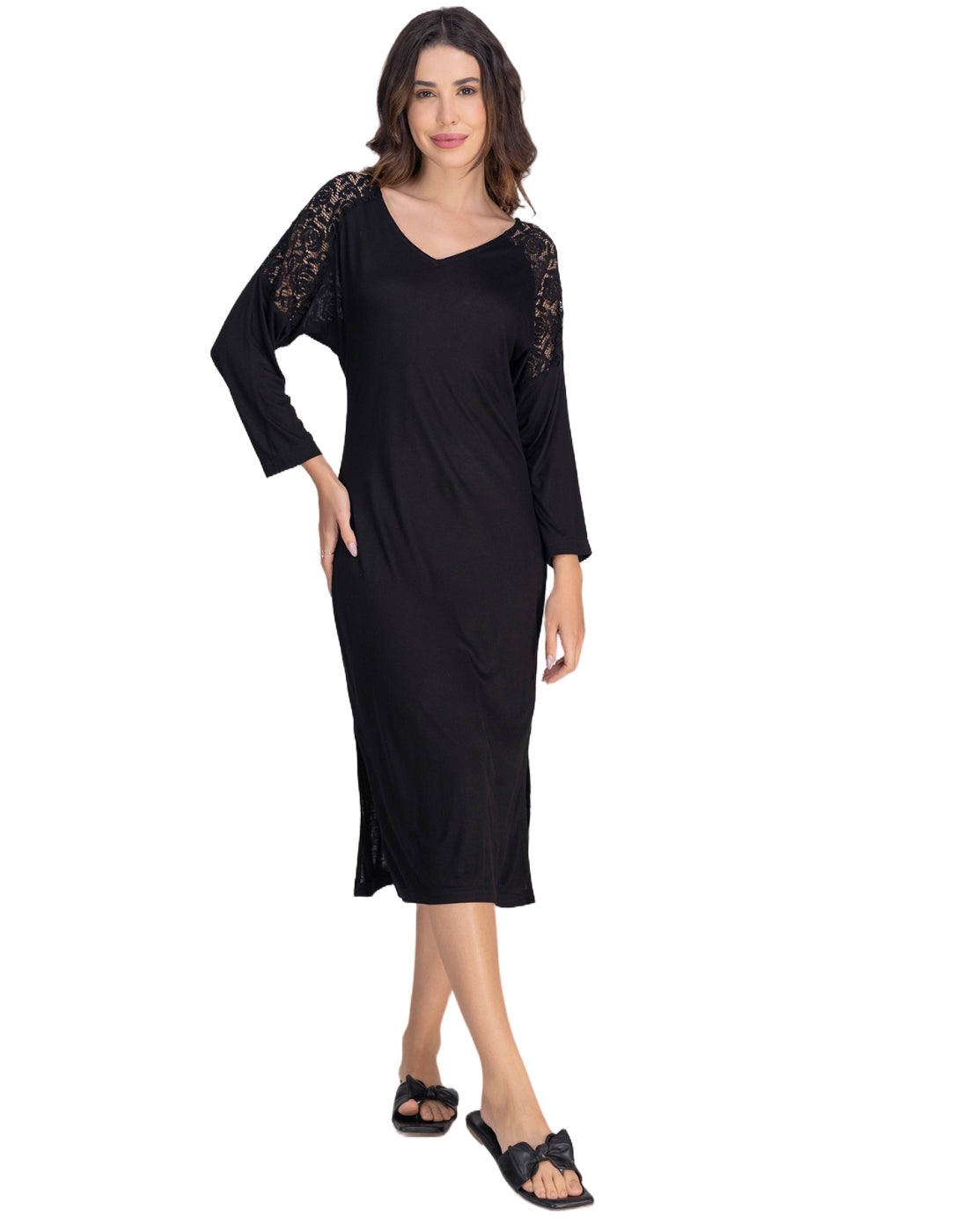 Moomaya Women's Long Nightdress, Elegant Maxi Nightgown