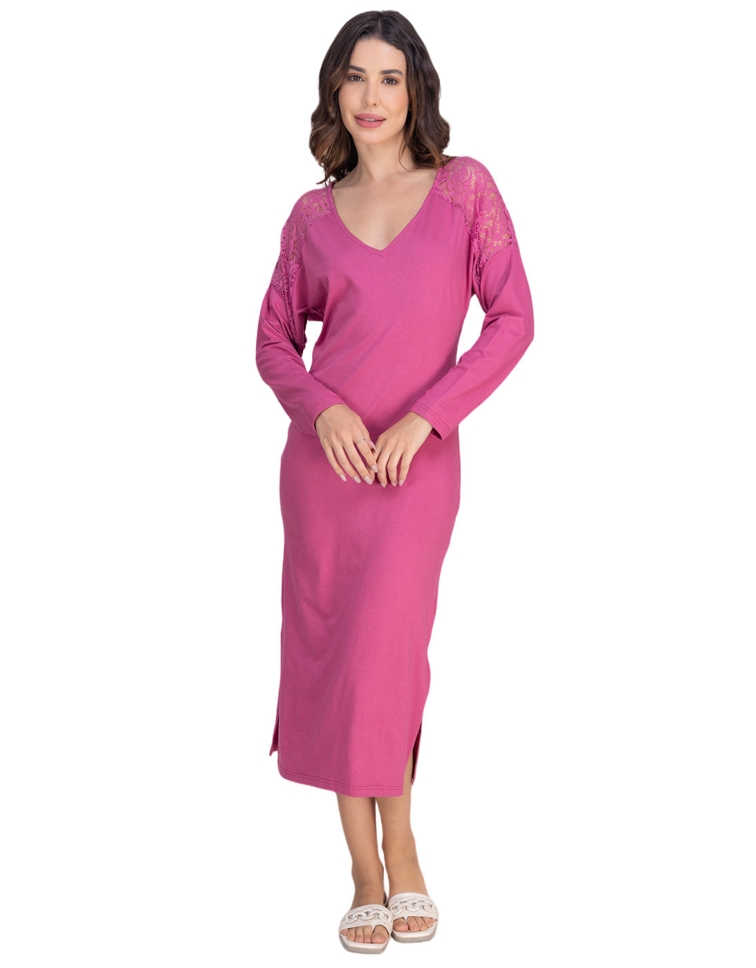 Moomaya Women's Long Nightdress, Elegant Maxi Nightgown
