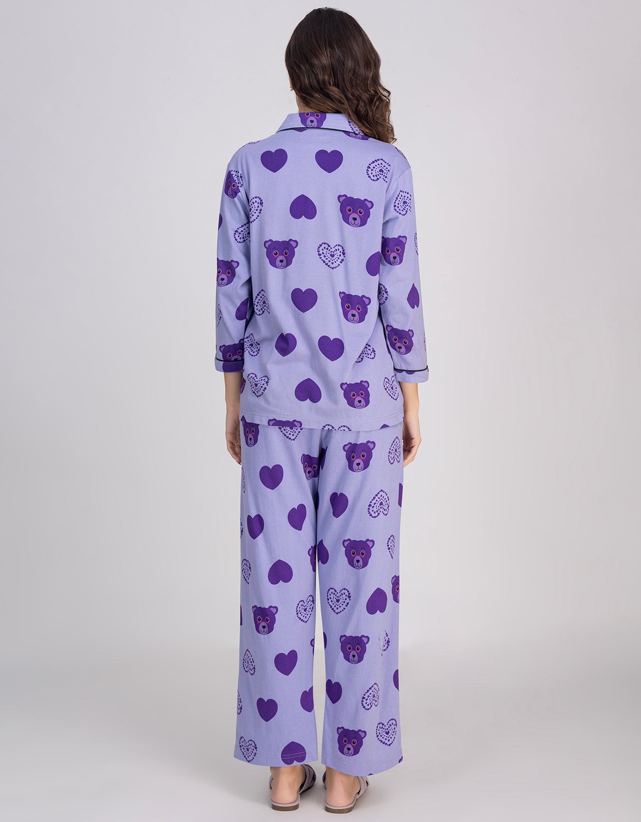 Moomaya Women's Printed Cotton Shirt & Pajama Sleepwear Set