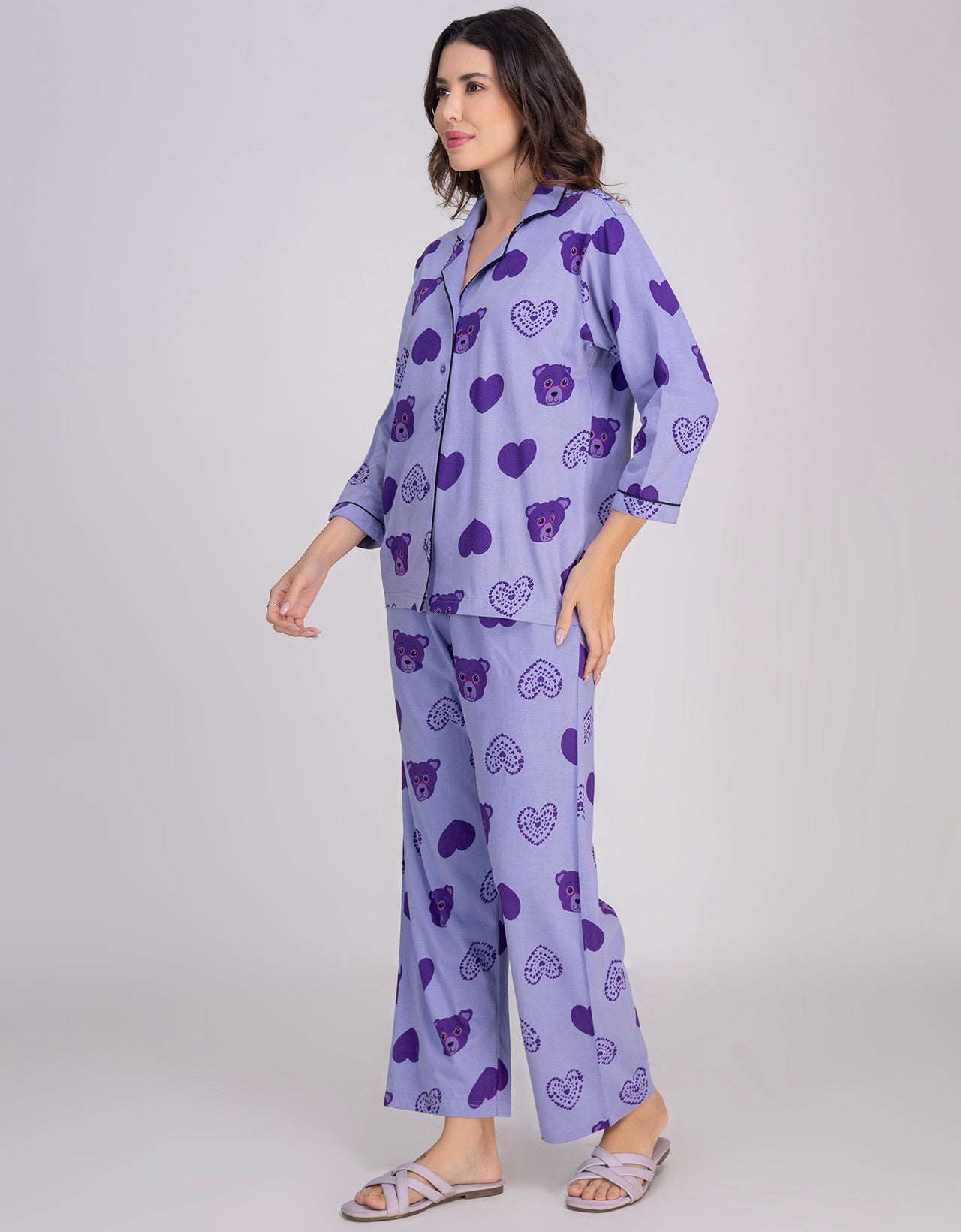 Moomaya Women's Printed Cotton Shirt & Pajama Sleepwear Set
