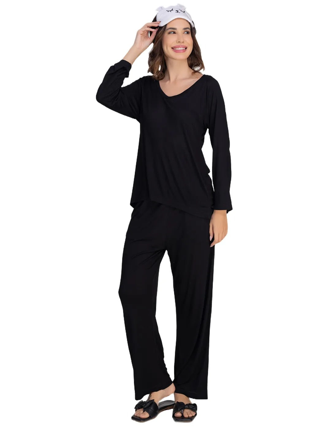 Moomaya Women's V-Neck Sleepwear Soft & Cozy Pajama Set