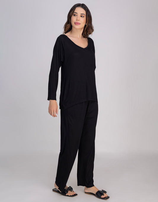 Moomaya Women's V-Neck Sleepwear Soft & Cozy Pajama Set