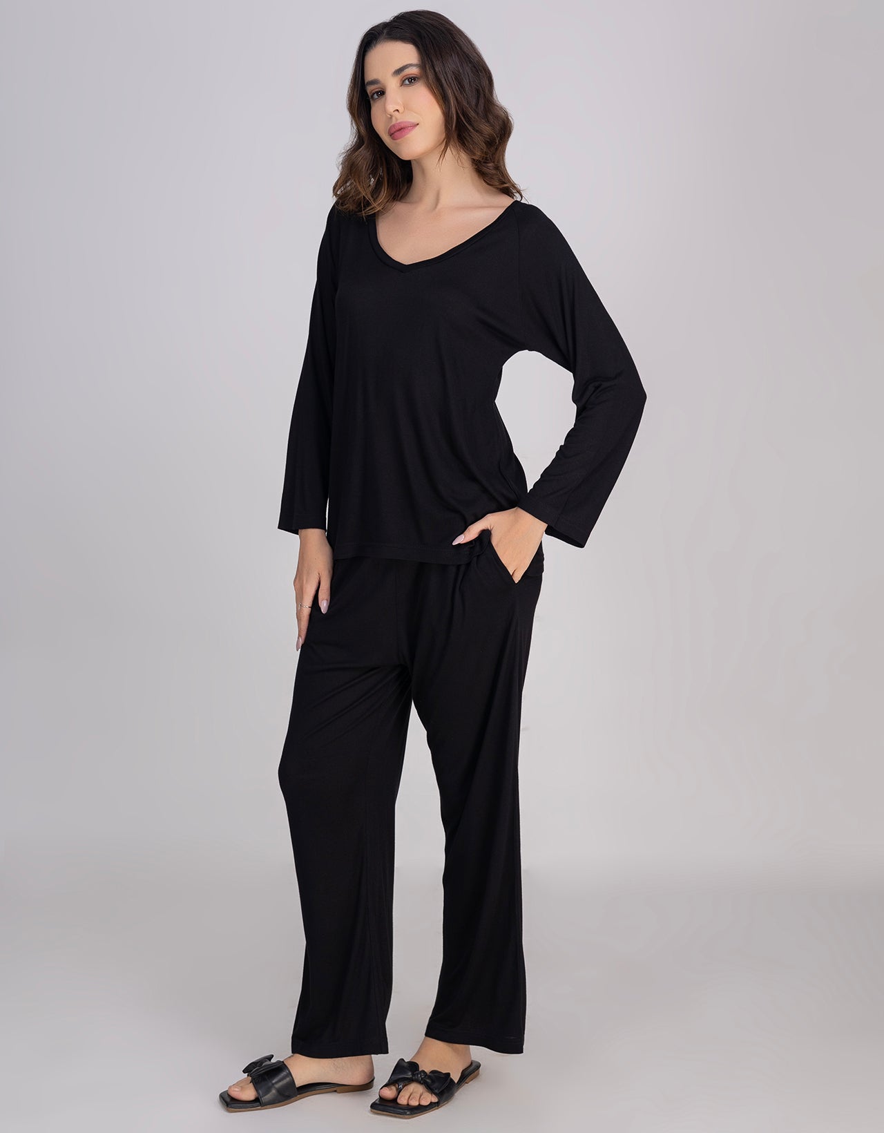 Moomaya Women's V-Neck Sleepwear Soft & Cozy Pajama Set