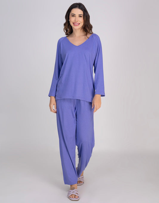 Moomaya Women's V-Neck Sleepwear Soft & Cozy Pajama Set