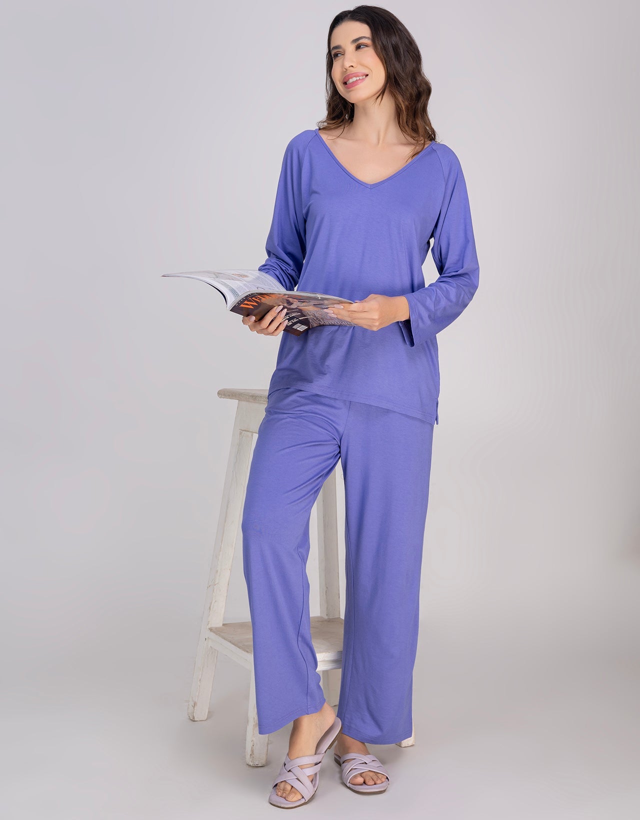 Moomaya Women's V-Neck Sleepwear Soft & Cozy Pajama Set