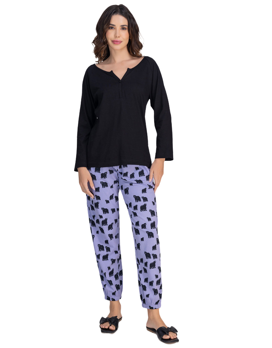 Moomaya 2-Piece Women's Long Sleeve Top & Jogger Pajama Nightwear Set