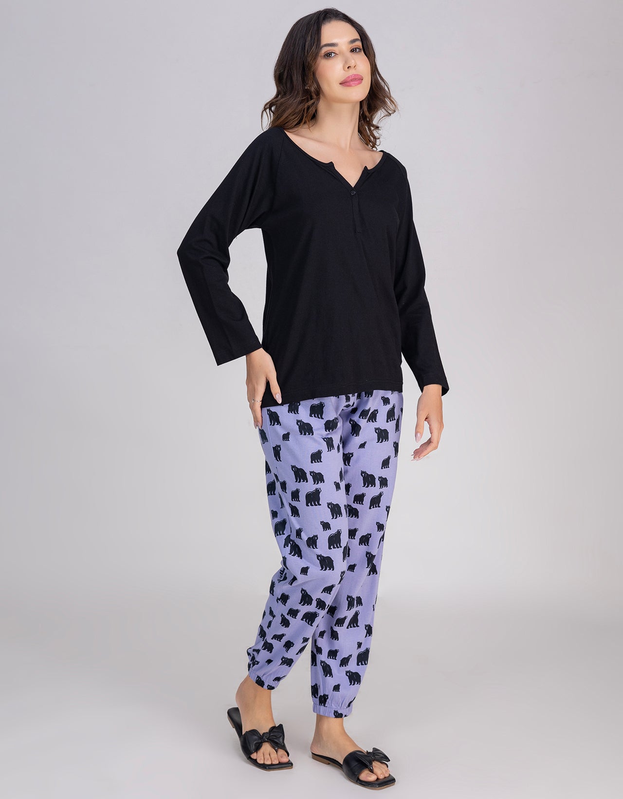 Moomaya 2-Piece Women's Long Sleeve Top & Jogger Pajama Nightwear Set