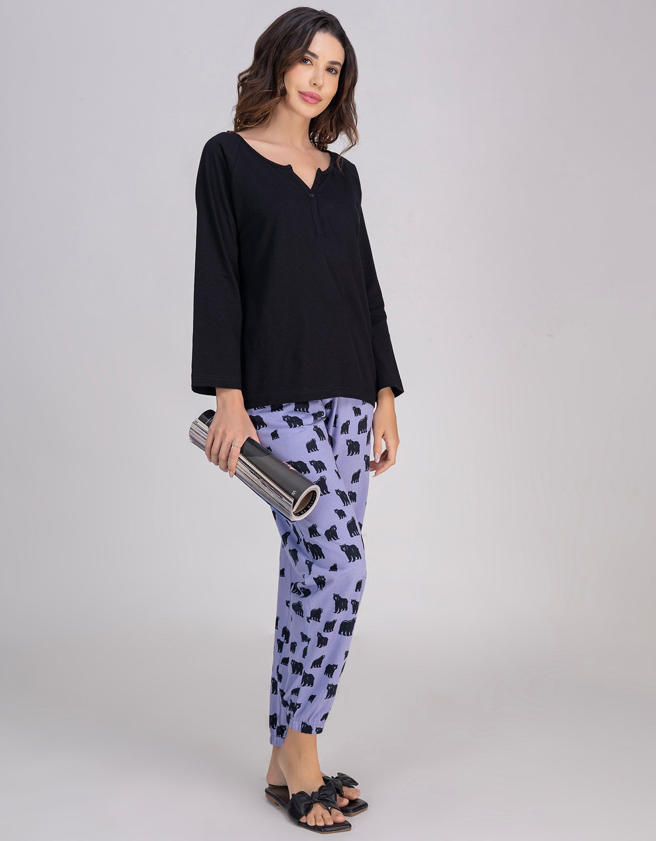 Moomaya 2-Piece Women's Long Sleeve Top & Jogger Pajama Nightwear Set
