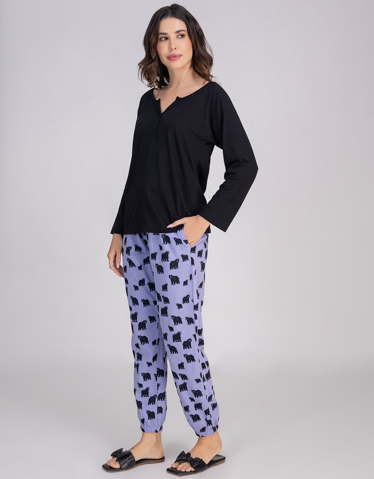 Moomaya 2-Piece Women's Long Sleeve Top & Jogger Pajama Nightwear Set