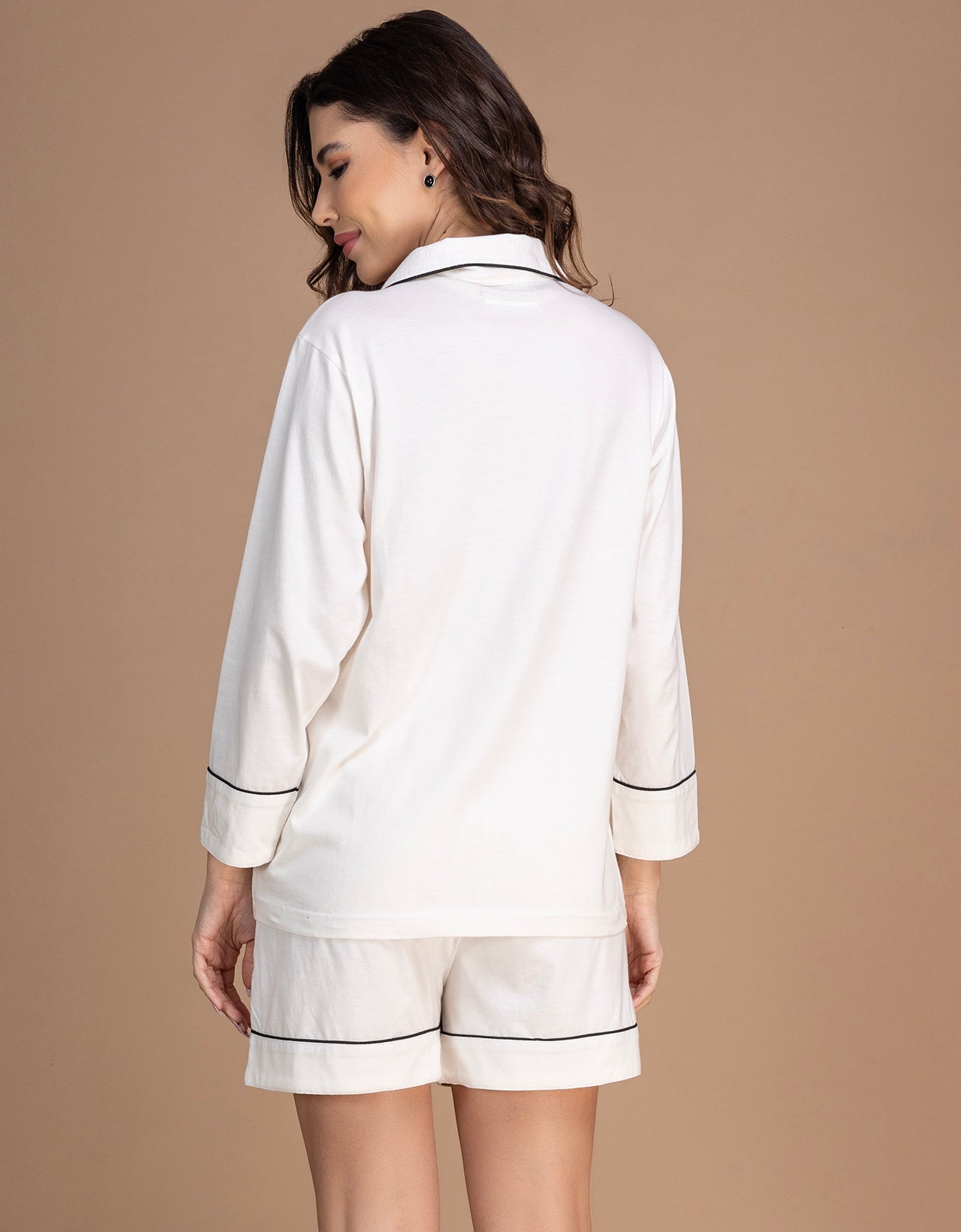 Moomaya Women's Cotton Jersey Button-Down Shirt & Shorts Sleepwear Set