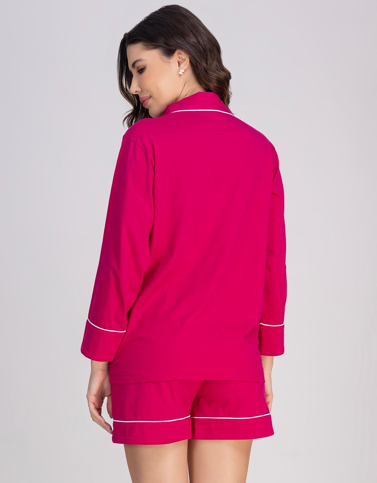 Moomaya Women's Cotton Jersey Button-Down Shirt & Shorts Sleepwear Set